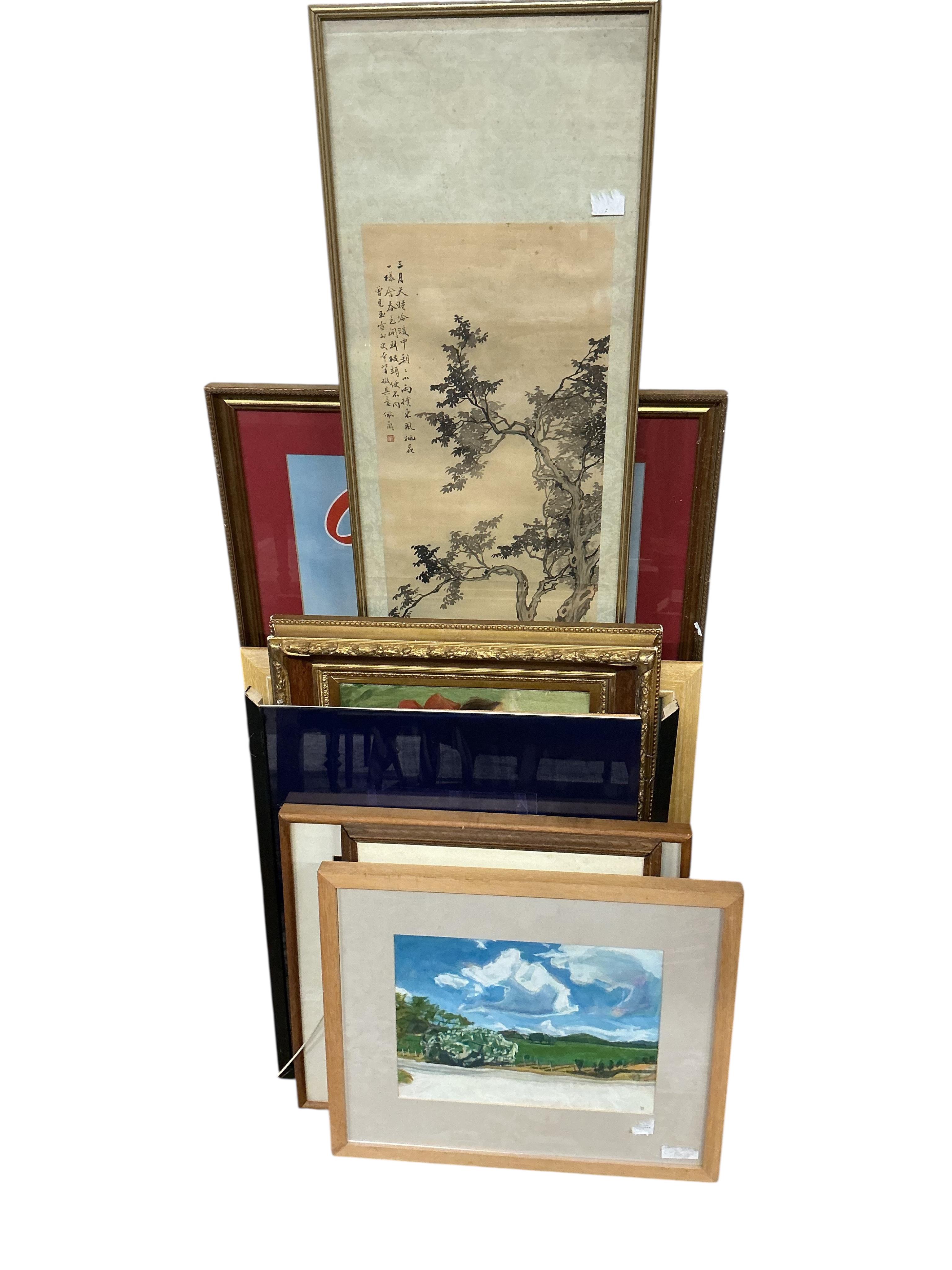 A quantity of assorted oils, watercolours and prints